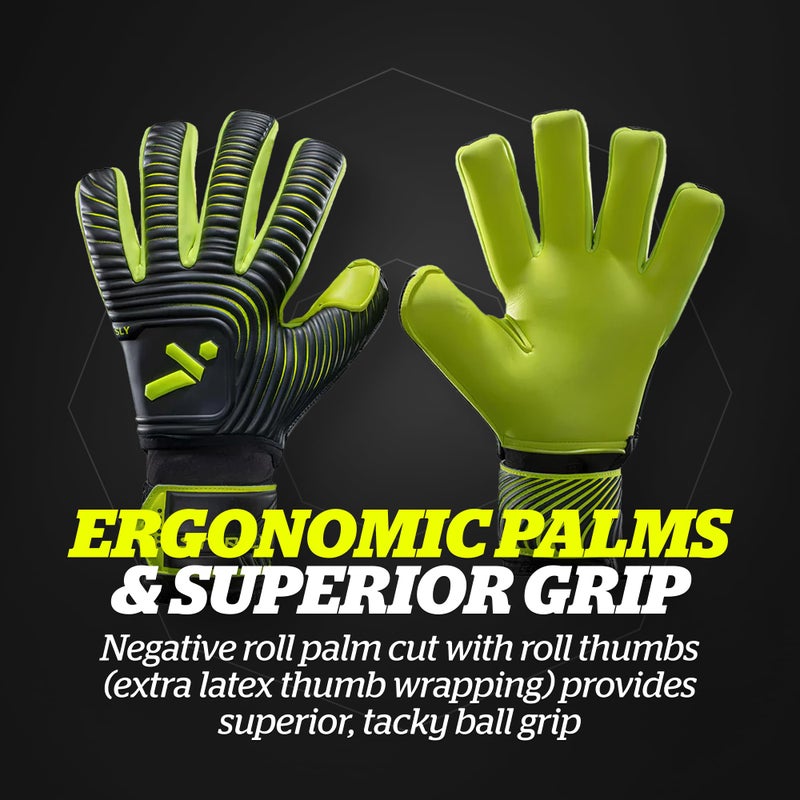 Storelli Silencer Sly Goalkeeper Gloves, Soccer Accessories, Sports Equipment, High-Impact Hand Protection with Removable Finger Spines, Unisex, Youth, Glove Bag Included, Black, Yellow, Size 9 - Image 3